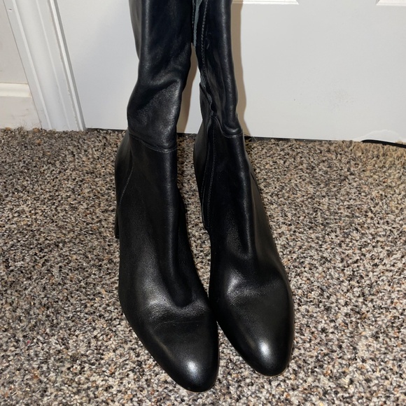 Zara knee high black block heel boots with zipper Womens size 41 (9.5-10 US) - Picture 8 of 13